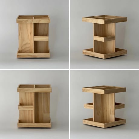 rack-03098　Natural Wood 360 Degree Rotating Desktop Storage Rack