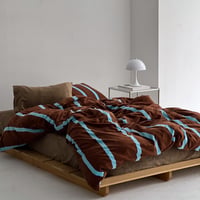 beddingsets-03060　Brown×Blue Warm Stripe Bedding Sets