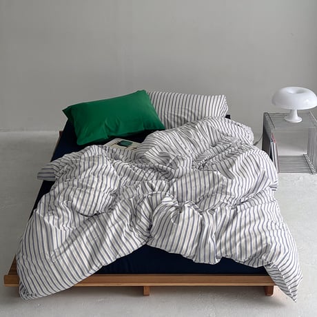 beddingsets-03035　White×Blue Cluster Stripe Bedding Sets