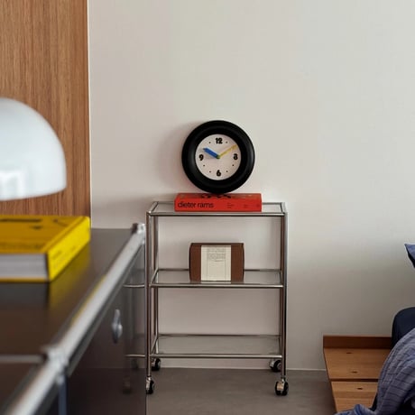clock-03094　Black Round Chubby Frame Wall Clock
