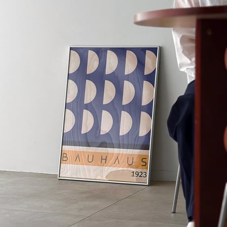 poster-03153　BAUHAUS Geometric Abstracts Blue and Yellow Art Poster 70×50cm