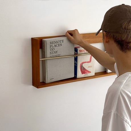 wallrack-03058　Natural Wood Wall Magazine Shelf W90cm