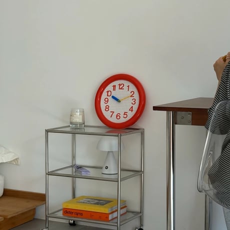 clock-03102　Color Needle Grid Pattern Round Wall Clock