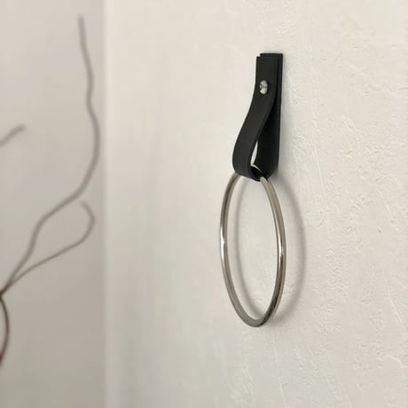 interior-03106　Leather×Metal Ring Towel Hanger