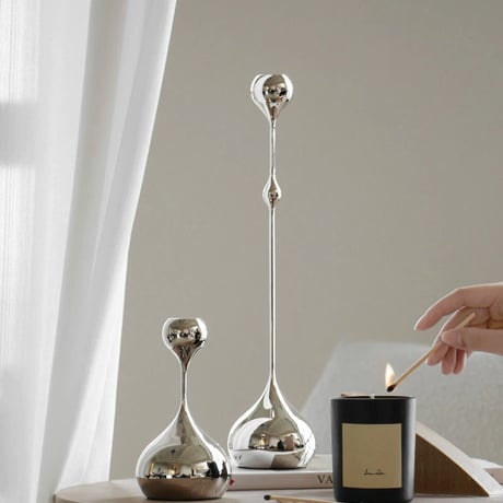 candle-03098　Drop Silver Candle Holder