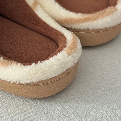 slipper-03006　Brown Striped Room Shoes Slippers