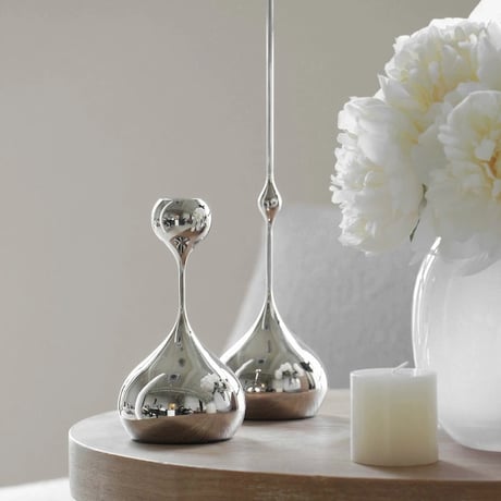 candle-03098　Drop Silver Candle Holder