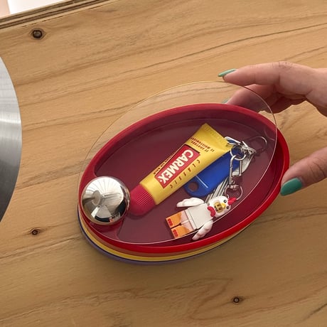 box-03078　Lidded Rotating Oval Small Item Case, 3 Tiers