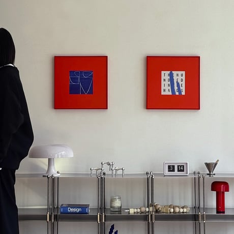 poster-03156　Red × Blue × White Art Panel 40×40cm