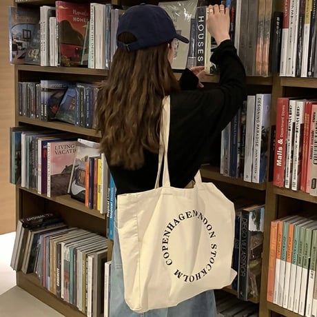 bag-03029　STOCKHOLM COPENHAGEN LONDON Logo Tote Bag