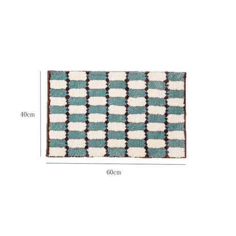 mat-03106　Blue & Brown Block Check Rug 40x60