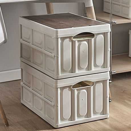 box-03007　Folding Container Box Woodgrain Tabletop