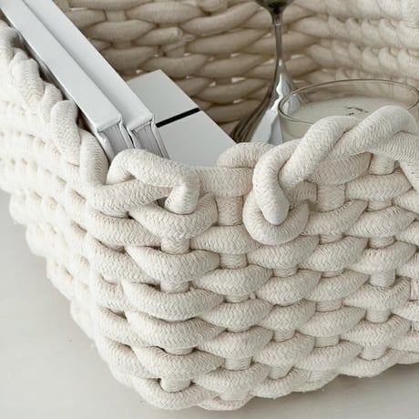 box-03023　Off-White Rope Braided Baskets/Set of 3