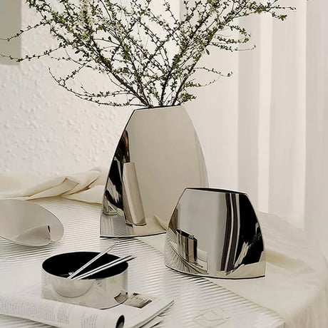 flowervase-03294　Stainless Steel Mountain Form Flower Vase