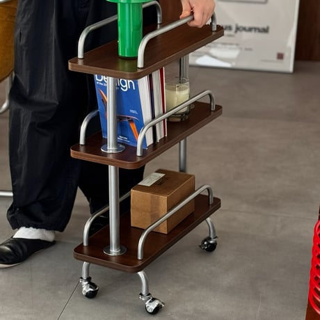 wagon-03039　3-Tier Wood Shelf Wagon with Casters