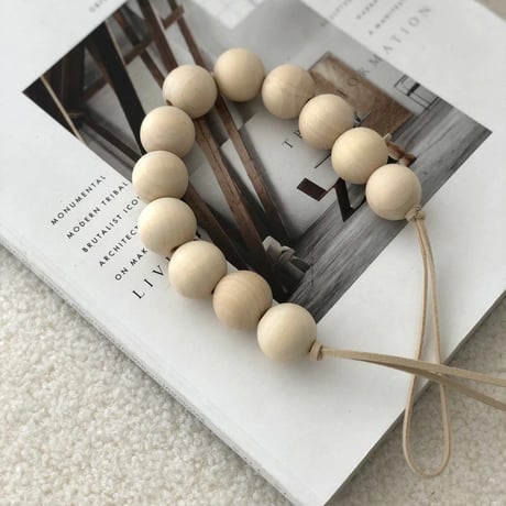 interior-03019　Natural Wood Ball Curtain Holder Sold Individually