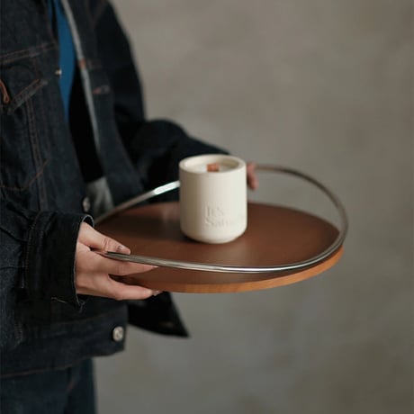 tray-03138　Stainless Steel Frame Handle Wood Tray