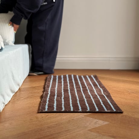 rug-03096　Brown × Blue Chalk Stripe Rug 40×120cm / 60×160cm