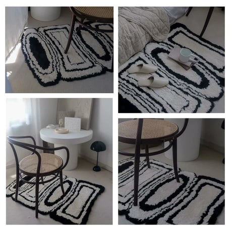 rug-03063　Geometric Monotone Rug 80×110
