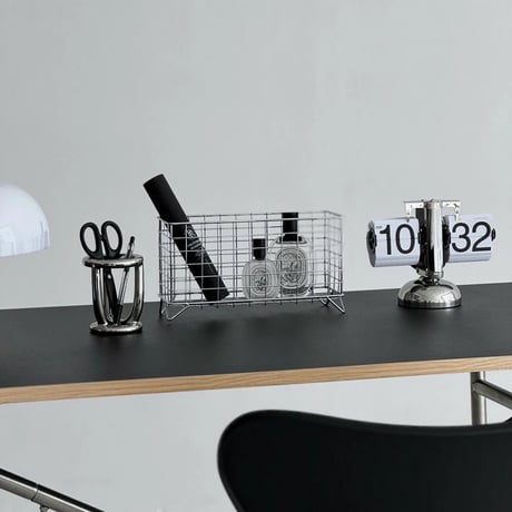 box-03027　Wide Silver Steel Basket