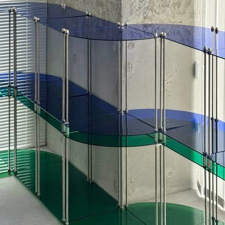 rack-03093　Color Acrylic Corner Fan-shaped Module Shelf