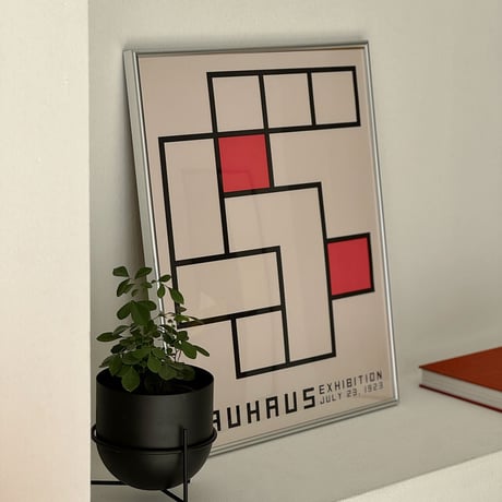 poster-03078　BAUHAUS Box Design Silver Frame Art Poster 50×40