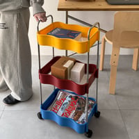wagon-03044　Bauhaus Color Wave Design 3-Tier Storage Wagon
