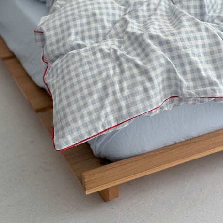 beddingsets-03047　Red Piping×Light Blue Gingham Check Bedding Sets