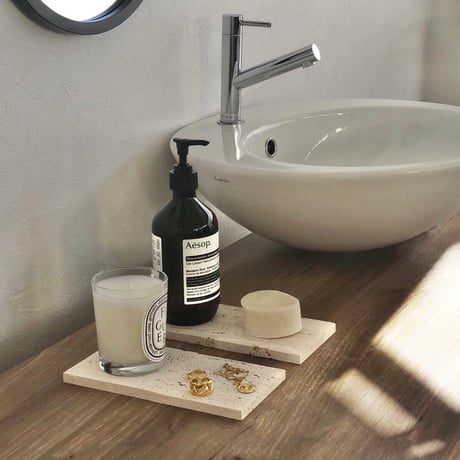 plate-03053　Natural Marble Travertine Stone Plate Tray 20x10