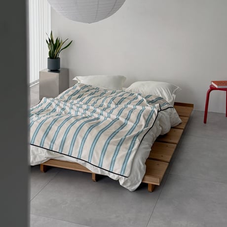 blanket-03056　White×Blue×Green Stripe  Blanket 130×180