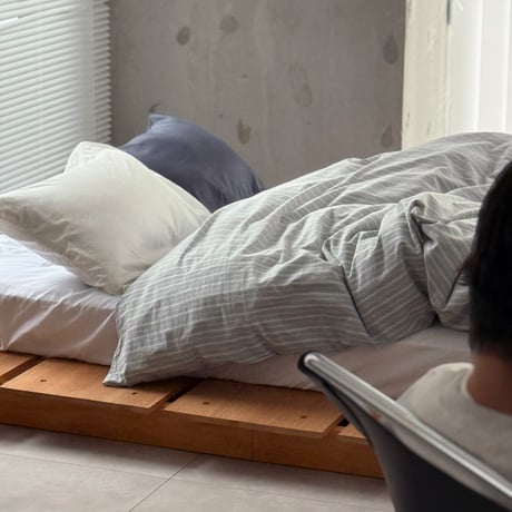 beddingsets-03119　Gray & White Stripe Washed Cotton Duvet Cover Set