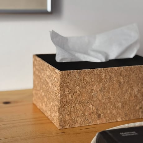 tissuebox-03090　Compact Size Cork Tissue Case