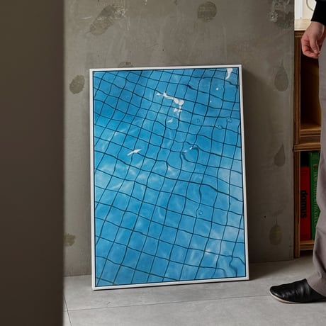 poster-03162　Blue Water Surface Pool Art Poster with White Frame 70×50cm