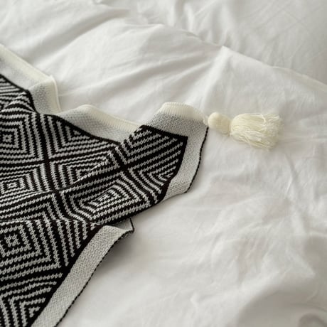 blanket-03042　Diamond Pattern Tassel Blanket 150×200