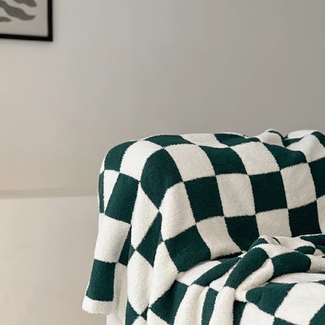 blanket-03043　Checker Bed Throw Boa Blanket 130×160