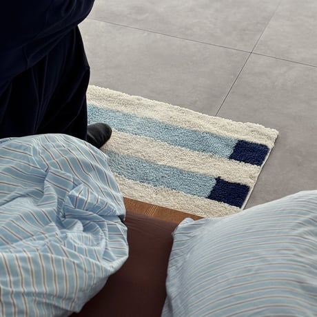 mat-03107　Blue×Green×Off White Rug 50x80