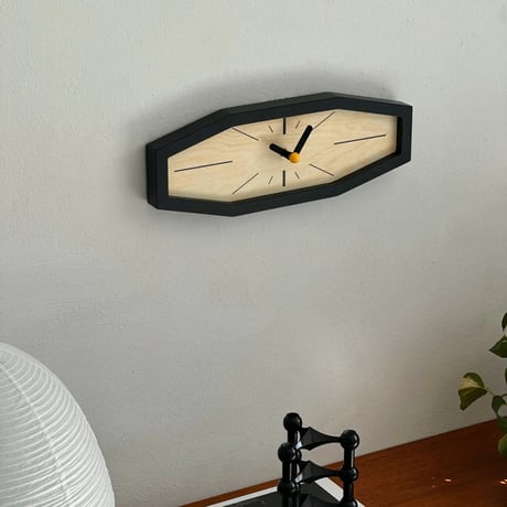 clock-03079　Octagon Black Frame Wall Clock