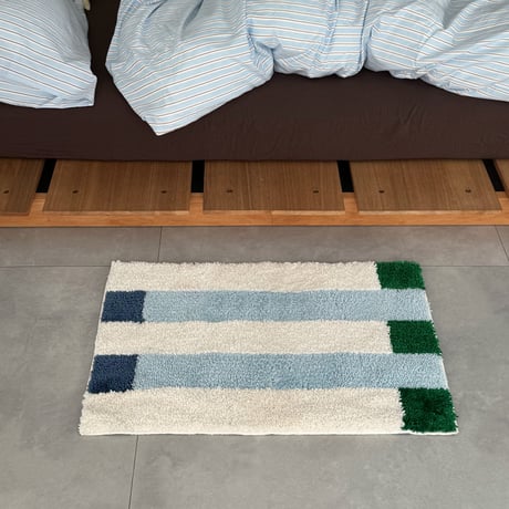 mat-03107　Blue×Green×Off White Rug 50x80