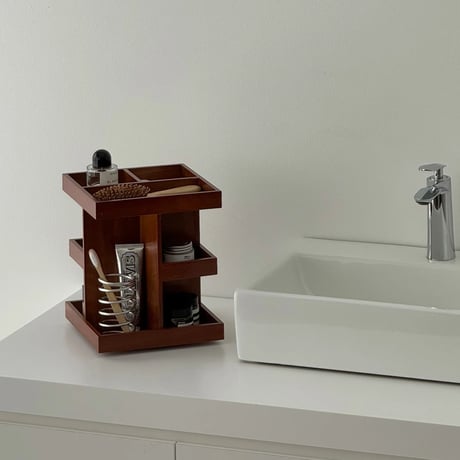 rack-03098　Natural Wood 360 Degree Rotating Desktop Storage Rack
