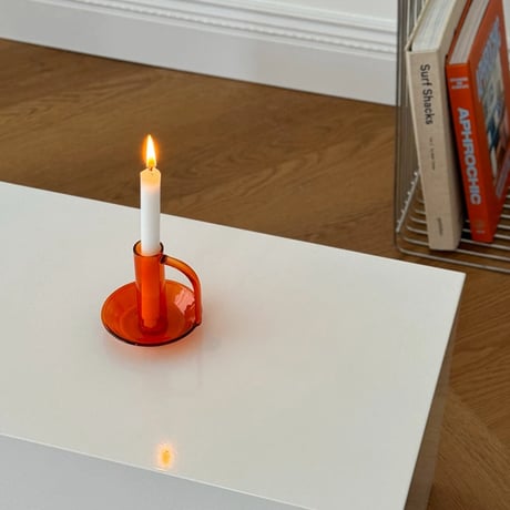 candle-03115　Handle Equipped Colored Glass Candle Holder