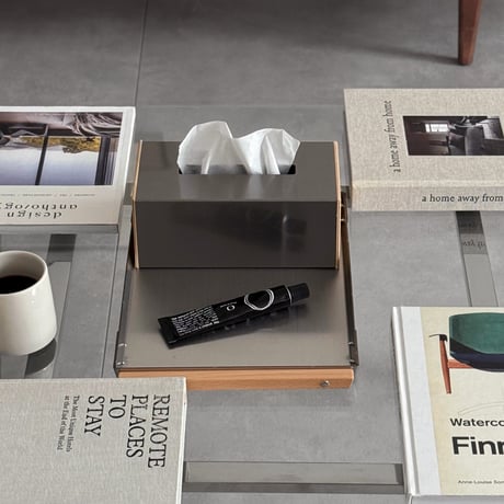 h-03010　STEN Series Stainless×Wood Tissue Case Tray