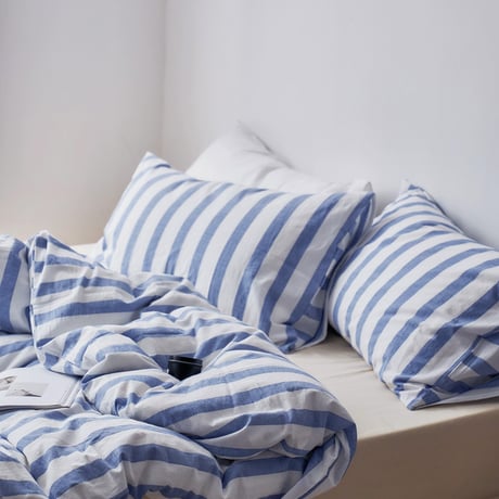 sheet-03002　White×Blue London Stripe Duvet Cover