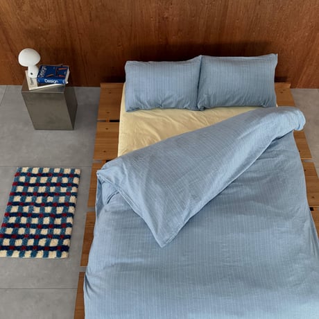 beddingsets-03158　Light blue×Yellow Stripe Duvet Cover Set