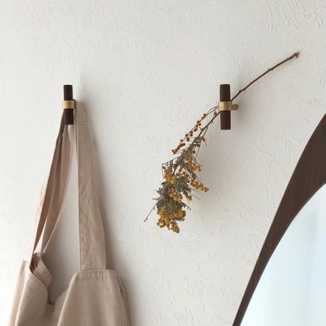 wall-03029　Walnut×Brass Hook