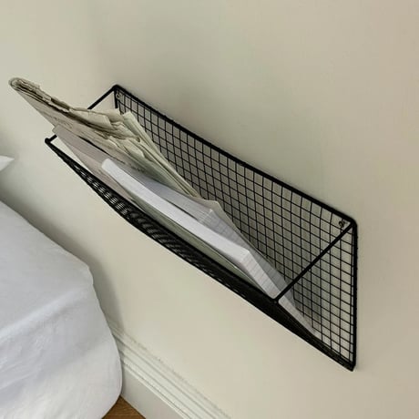 shelf-03044　Iron Mesh Wall Magazine Rack Black