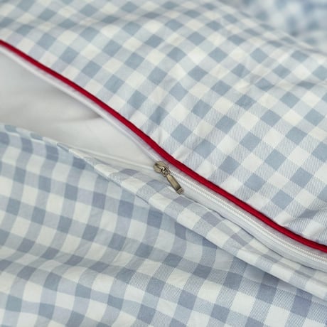 beddingsets-03047　Red Piping×Light Blue Gingham Check Bedding Sets
