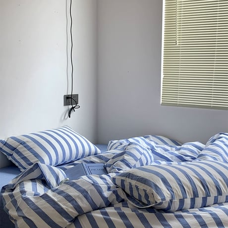 sheet-03002　White×Blue London Stripe Duvet Cover