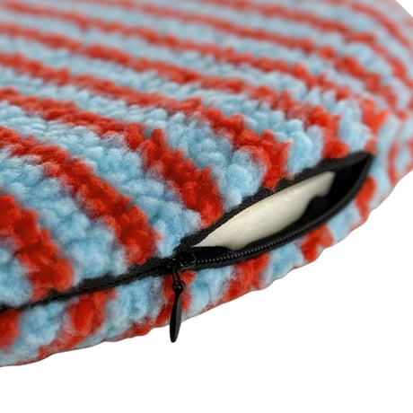 chairpad-03004　Blue × Red Striped Boa Chair Pad 40cm×40cm