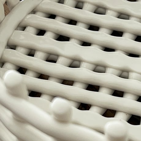basket-03073　Ceramic Fruit Bowl Basket Off White
