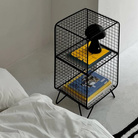 rack-03061　Black Steel Mesh 2Tier Rack with Stand